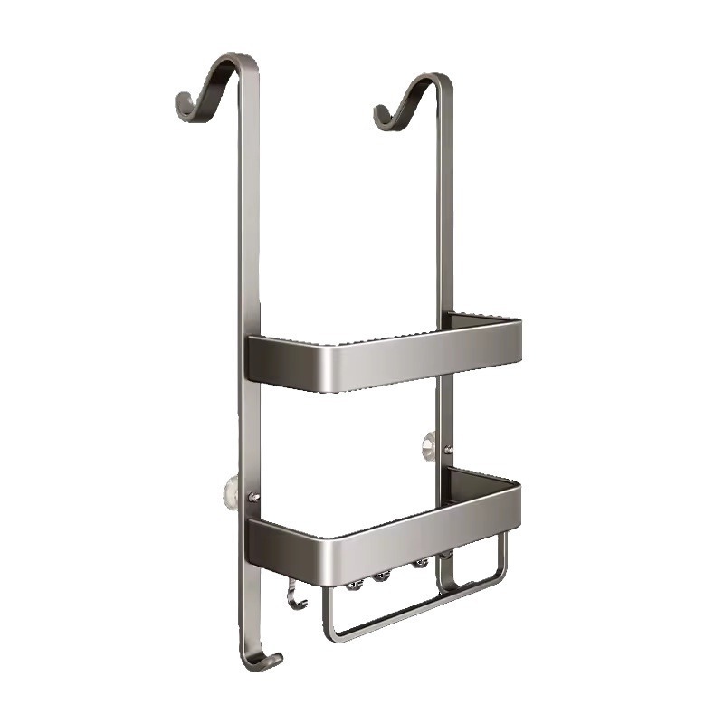 Bathroom Storage Rack shower room hanging rack punch-free bathroom hanging basket toilet storage toilet door rear gun Gray