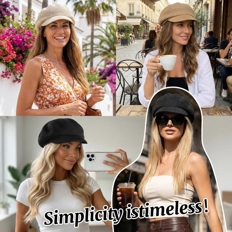 Women's Breathable Linen Visor Beret Cap