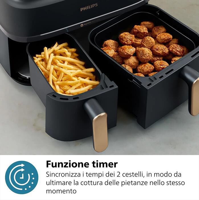 PHILIPS - Friggitrice AIRFRYER SERIE 3000 DA 9L NA352/00-Nero/Oro