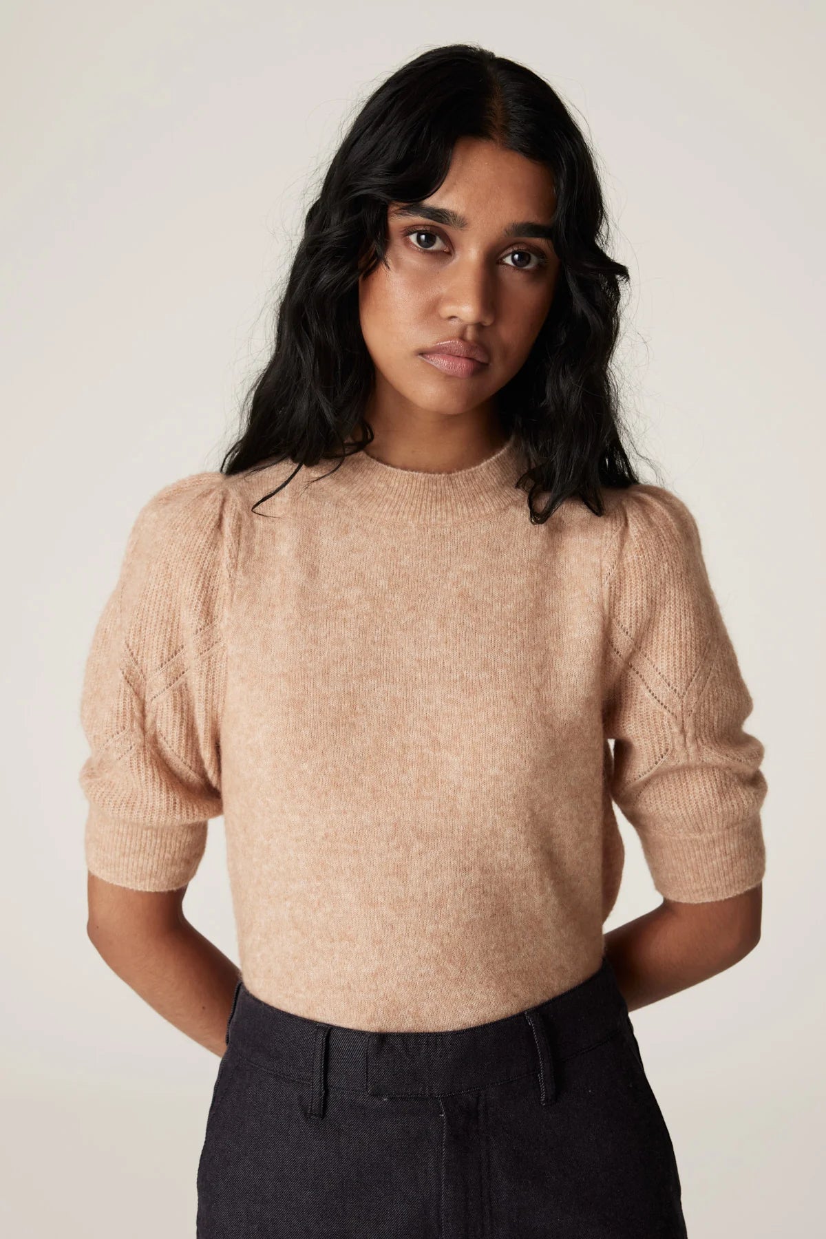 Cropped Cable-Knit Tee
