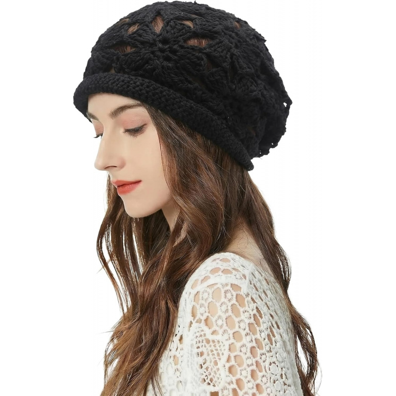 Women's Cotton Crochet Slouchy Beanie Hat