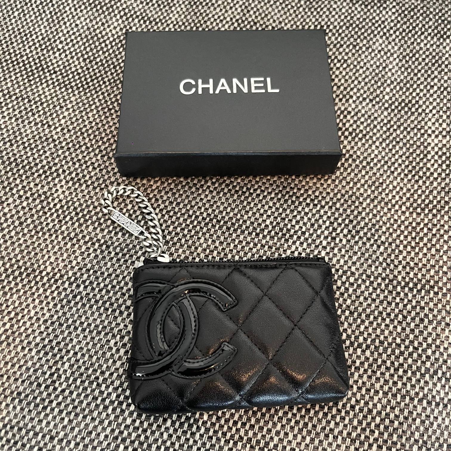 Vintage Cambon Quilted Lambskin Coin Purse in All Black - Mocuir