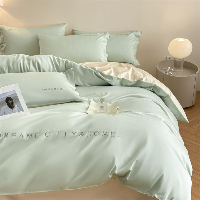 Long-staple cotton four-piece embroidered cotton four-piece set