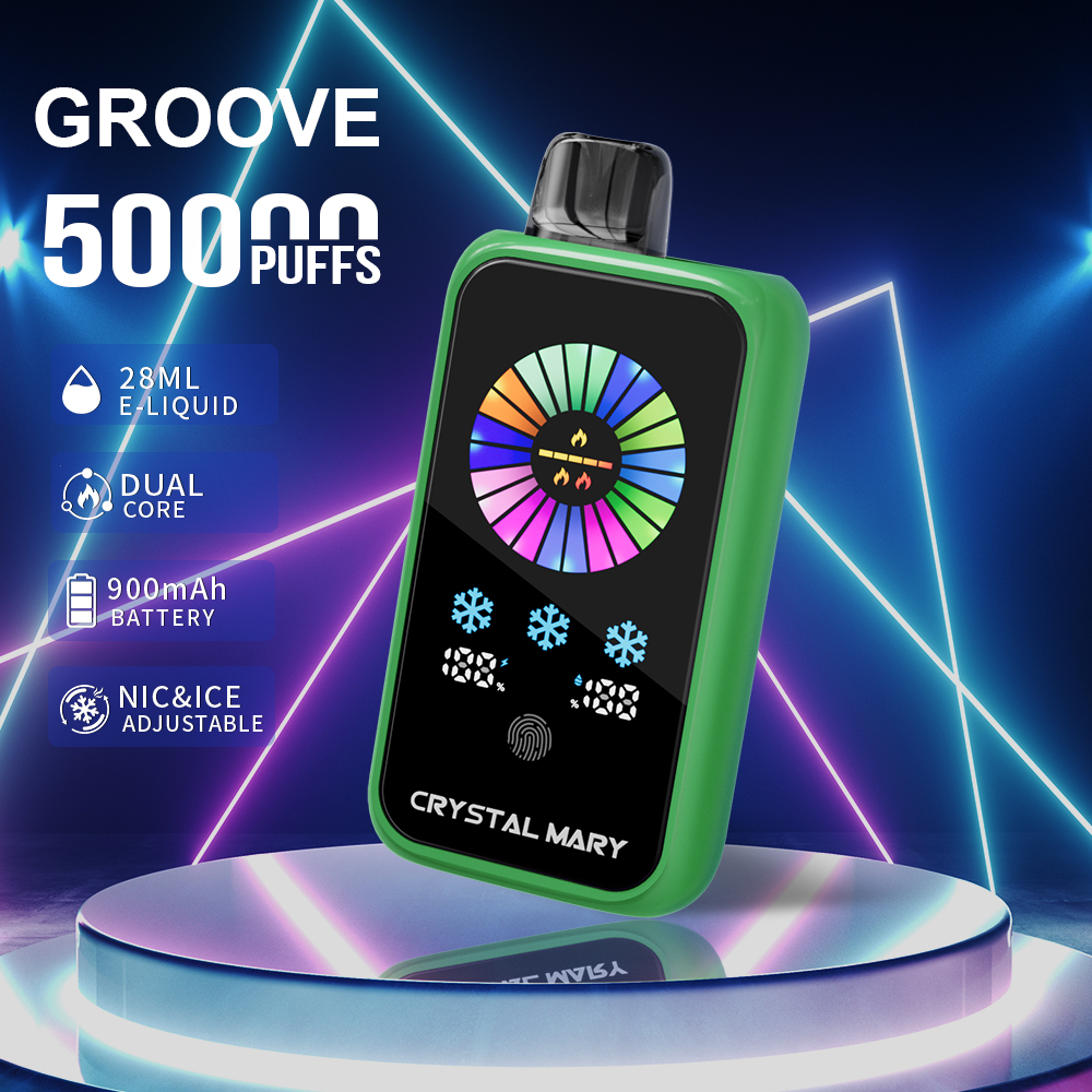 （3 pieces）Crystal Groove 50000 50k Puffs Adjustable Nicotine & Ice Control LED Display Disposable Vape EU Warehouse