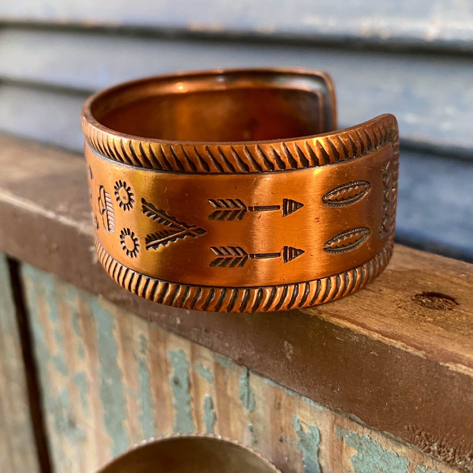 Solid Copper Southwestern Cuff Bracelet