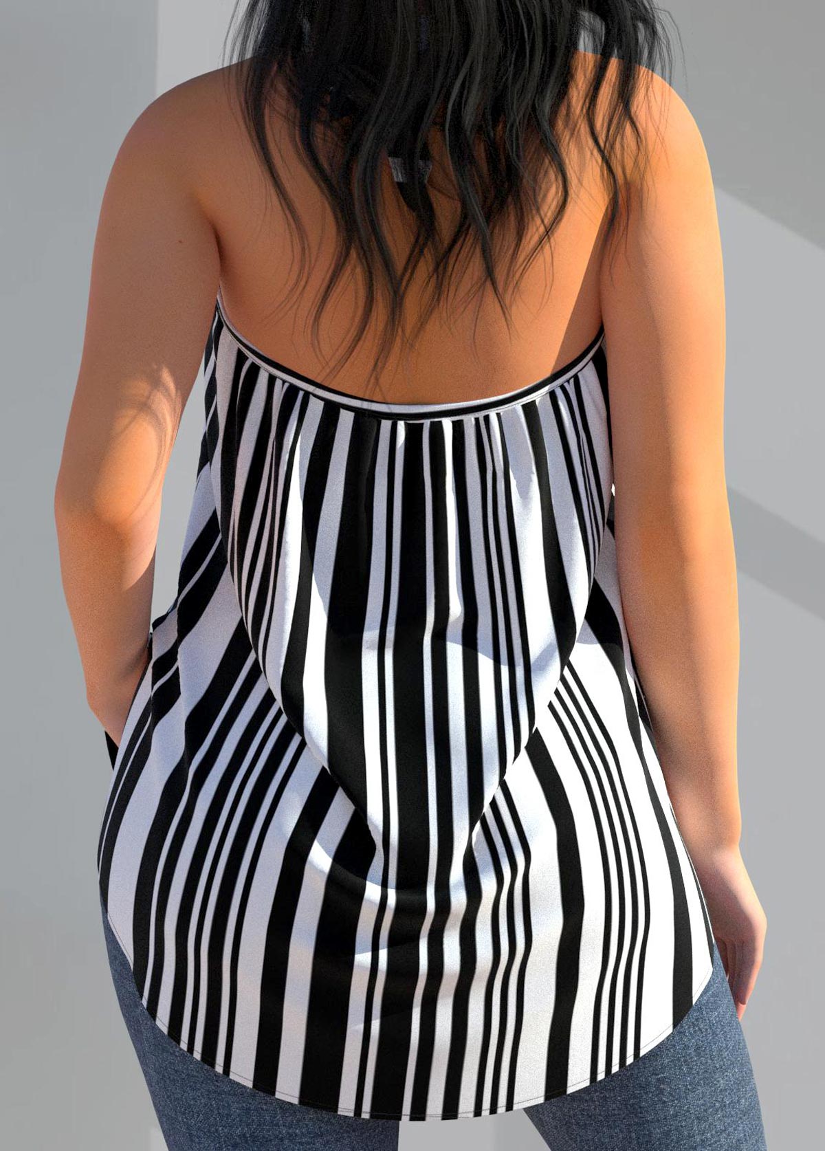 Black Cross Halter Striped Tank Top