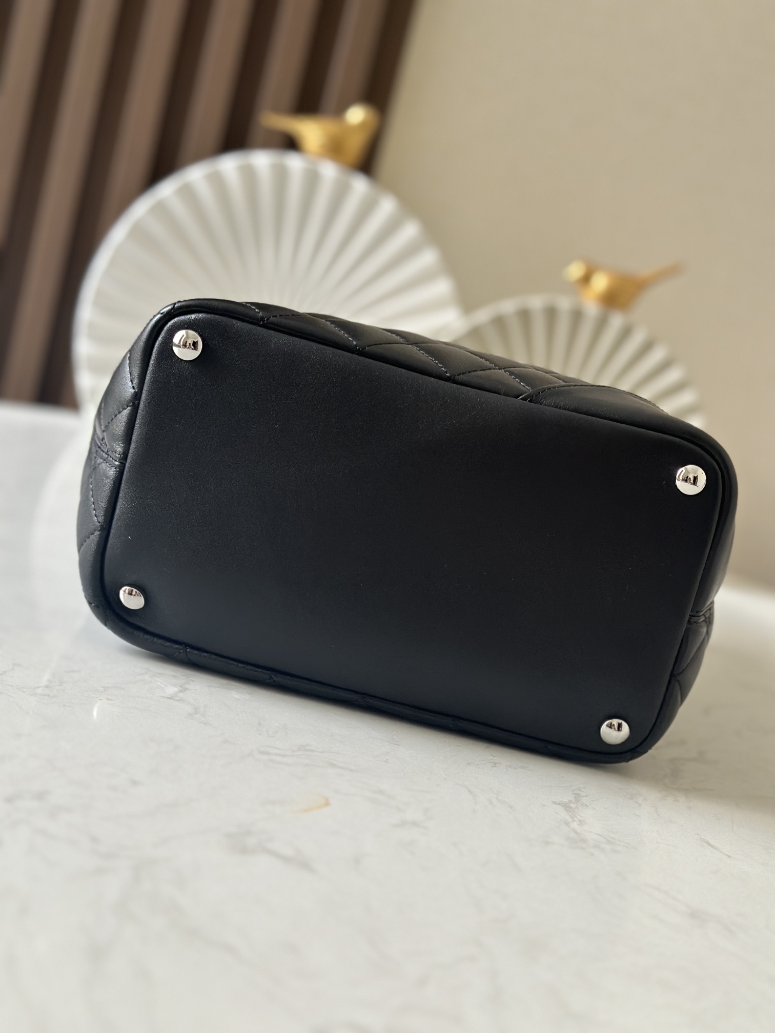 Black & White Quilted Cambon Small Tote Bag with Contrast CC Logo - Mocuir