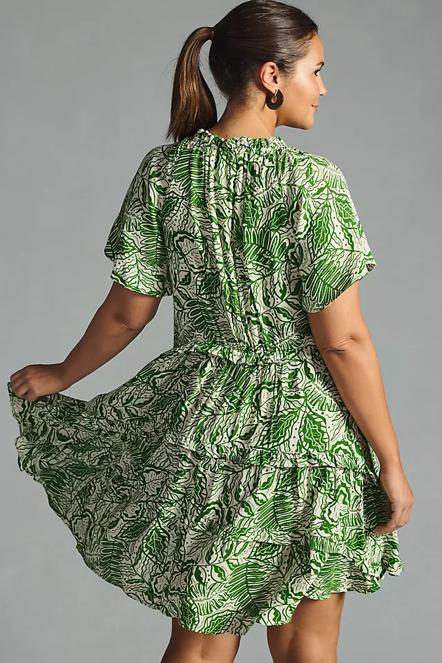 Lovely Tiered Mini Dress DARK GREEN