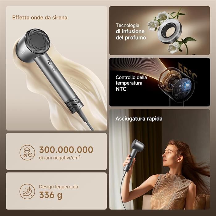 DREAME - Asciugacapelli GLORY MIX-Nero / Grigio