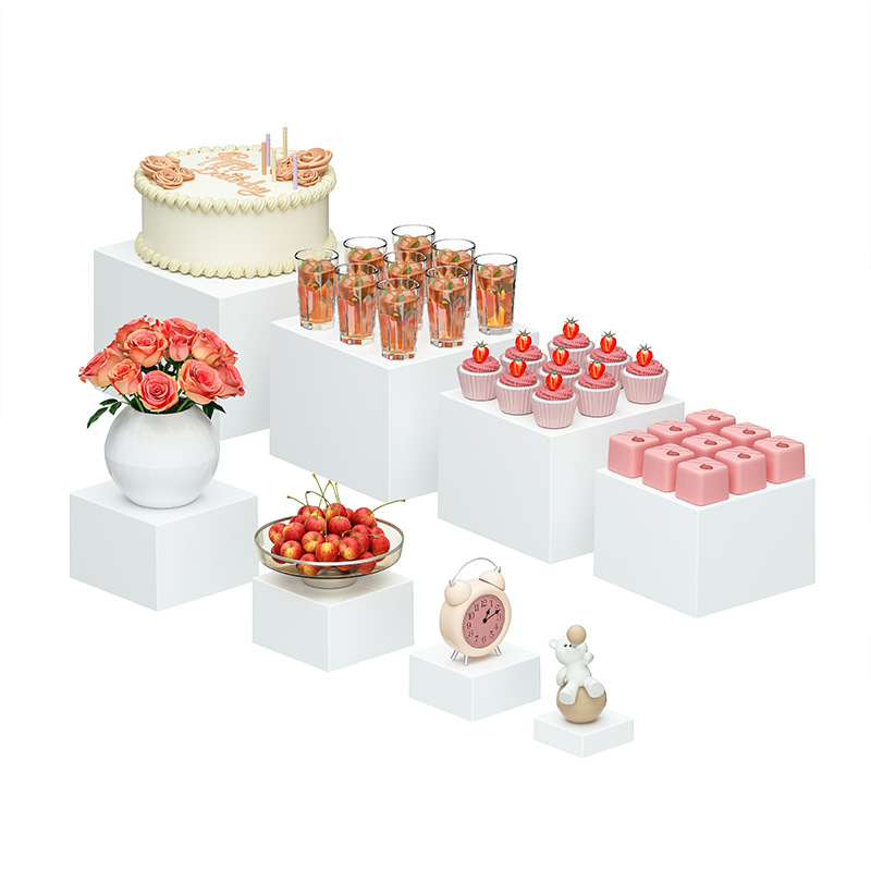 Dessert cake five-sided box acrylic white square storage box toy hand display box