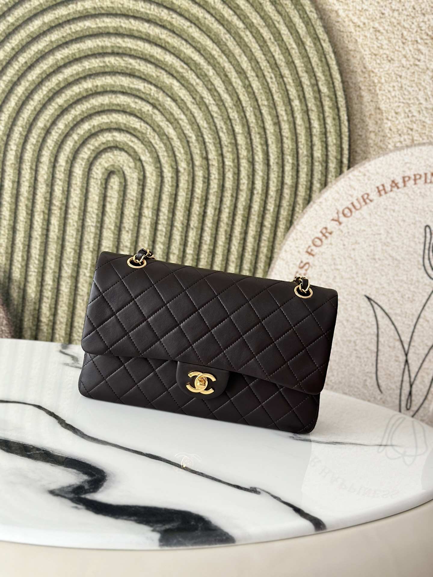 Classic Double Flap Quilted Lambskin Shoulder Bag in Black (Gold Hardware) - Mocuir