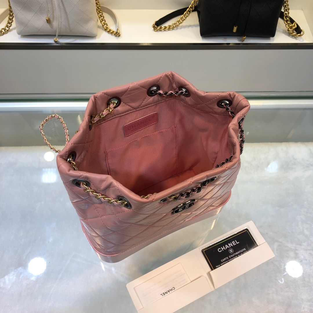 Gabrielle Small Quilted Aged Calfskin Backpack in Pink - Mocuir