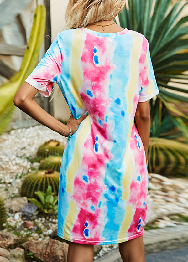 Tie Dye Print Twist Hem Dress