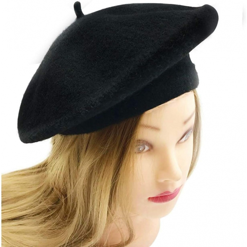 Wool Black French Beret Hat