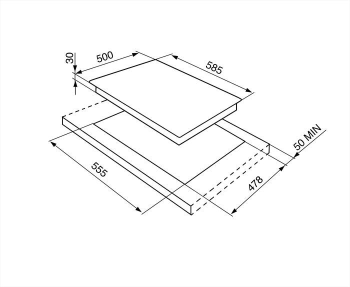 SMEG - Piano cottura a gas SR64S 4 fuochi 58,5cm-Inox