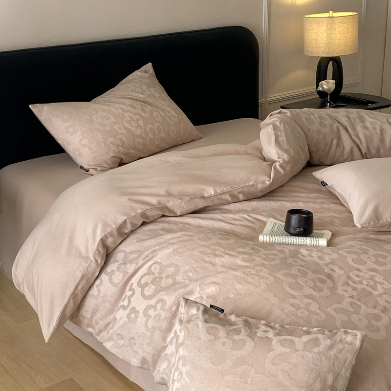 Long-staple cotton 60 thick woven cotton Jacquard four-piece cotton barrier-free high-grade quilt cover bedding