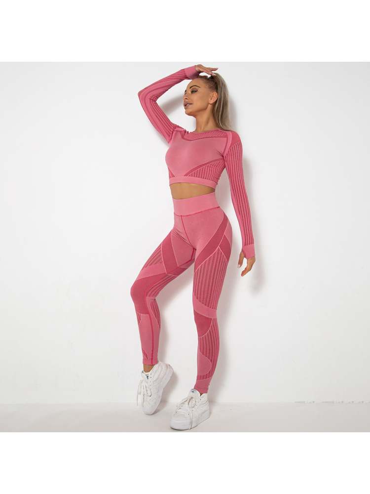 Colorblock Patchwork Gauze Yoga Sets