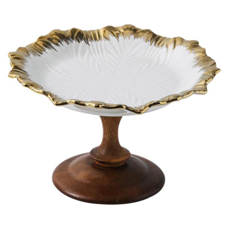 Wooden tall fruit plate bread plate dessert cake display stand dining table tray