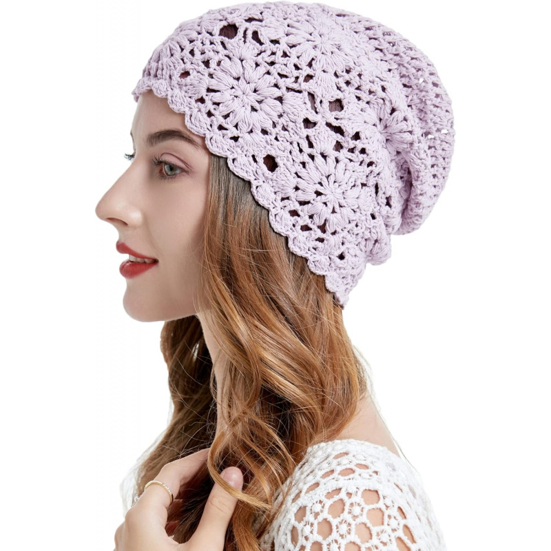 Women's Cotton Crochet Slouchy Beanie Hat