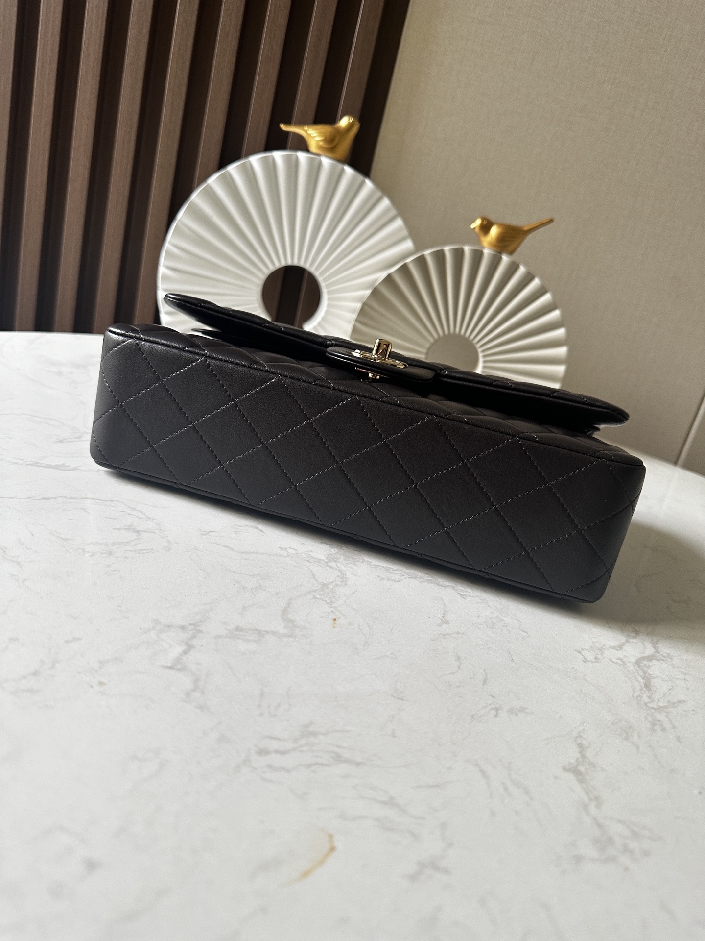 Black Lambskin Quilted Classic Flap (CF) Medium Double Flap Bag with Gold Hardware - Mocuir