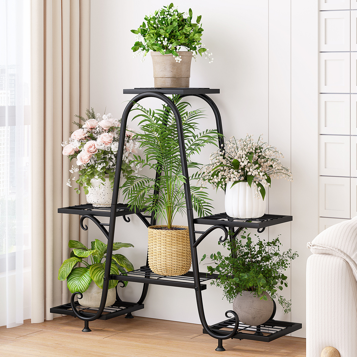Flower Shelf Living Room Floor-standing Multi-layer Balcony Storage Rack Outdoor Fleshy Iron Flower Pot Shelf Extend Rack