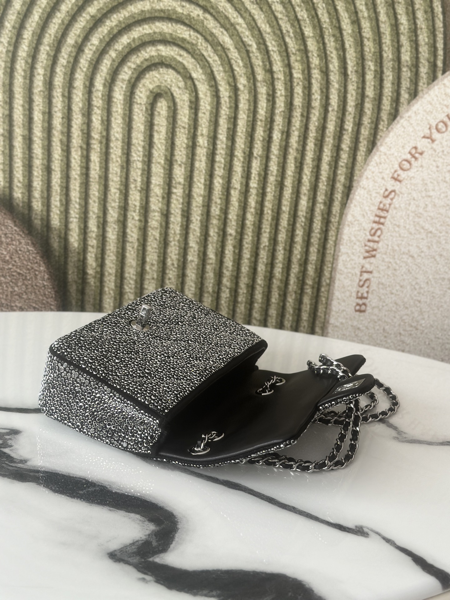 26C Cruise Collection Crystal Embellished Mini Classic Flap Bag - Mocuir