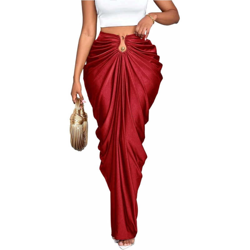 Women's Ruched Bodycon Maxi Skirt