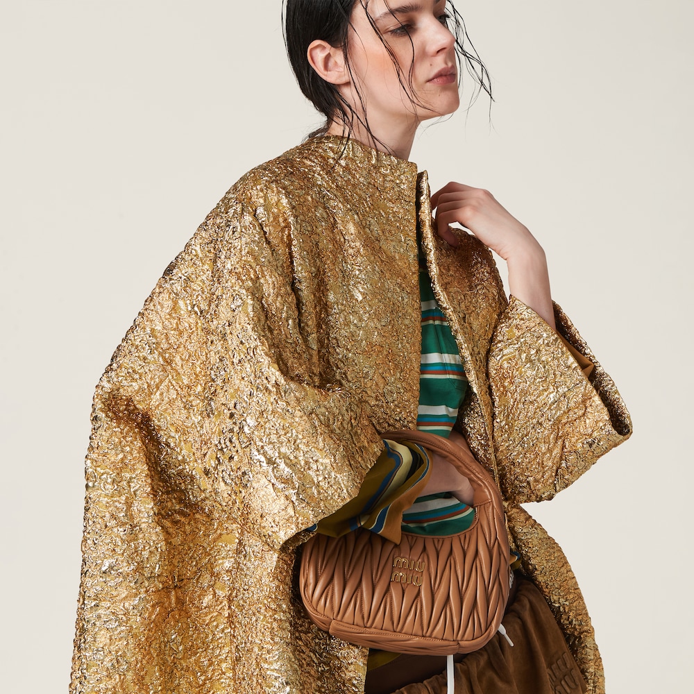 Wander matelassé nappa leather hobo bag