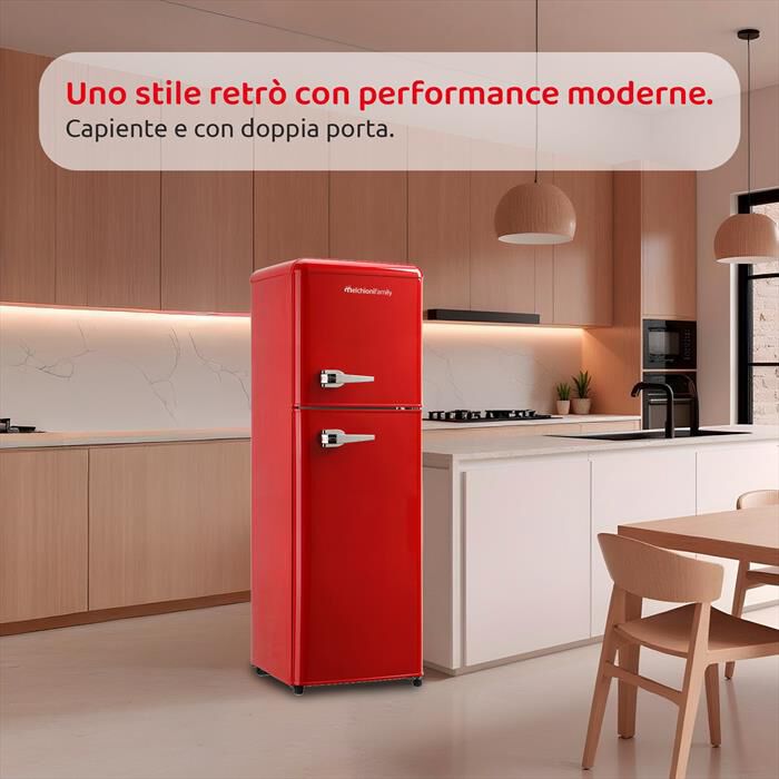 MELCHIONI FAMILY - Frigorifero 2 porte SIBERIA 85 Classe E 85lt-Rosso / Metallo