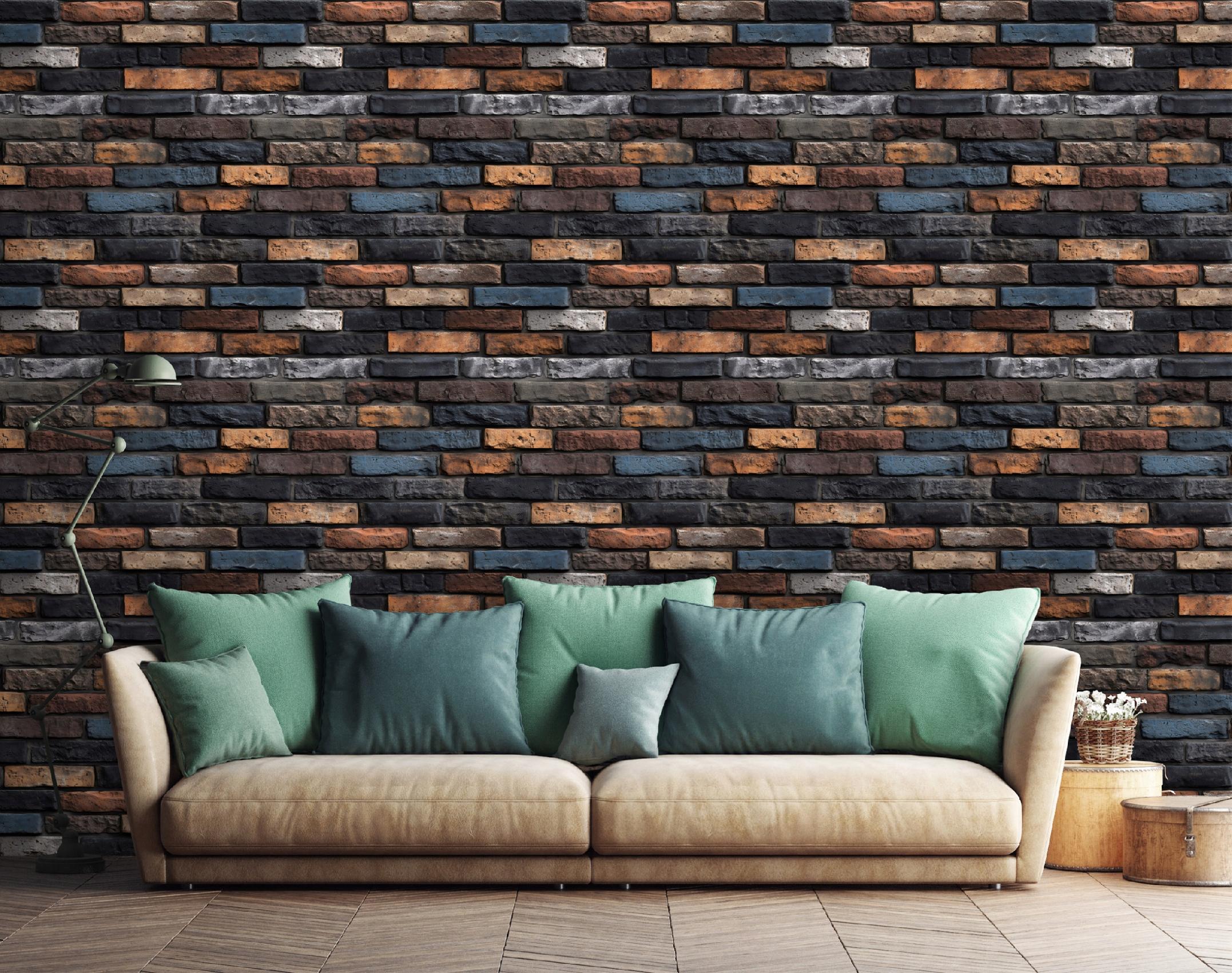 Brick-patterned wallpaper on non-woven backing for living room and bedroom walls