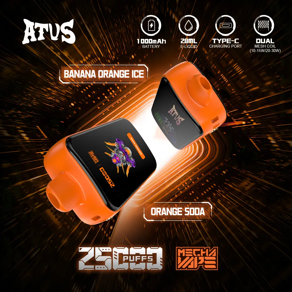 （3 pieces）ATVS 25000 25K Puffs Original DTL/MTL Modes LCD Display Disposable Vape