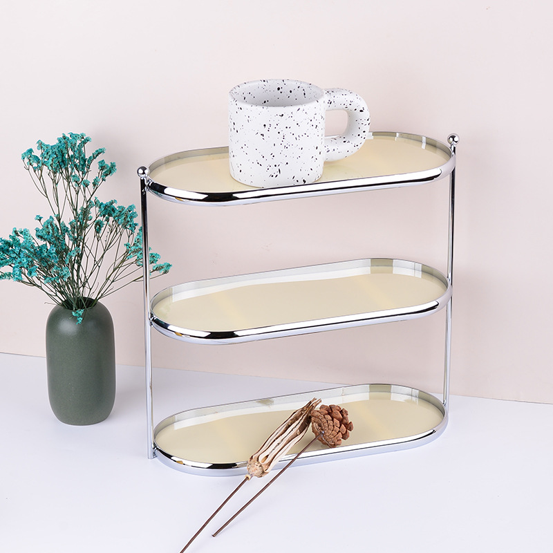 Multi-functional storage box for table ornaments Multi-layer cosmetic storage rack Stainless steel jewelry storage rack
