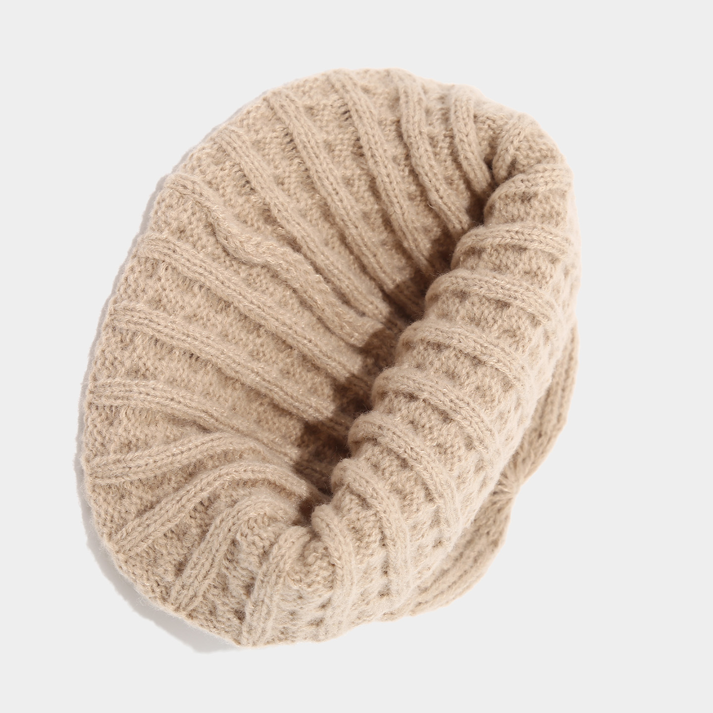 Men's Beige Cable Knit Keep Warm Winter Beanie Hat