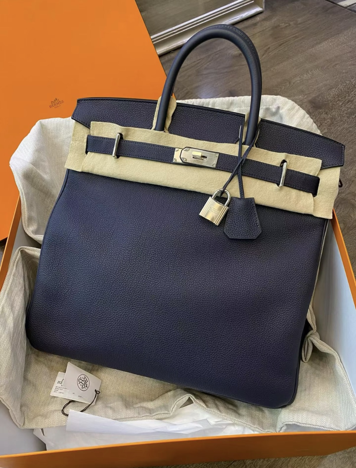 Birkin HAC 40 Dark Blue Silver Buckle Custom