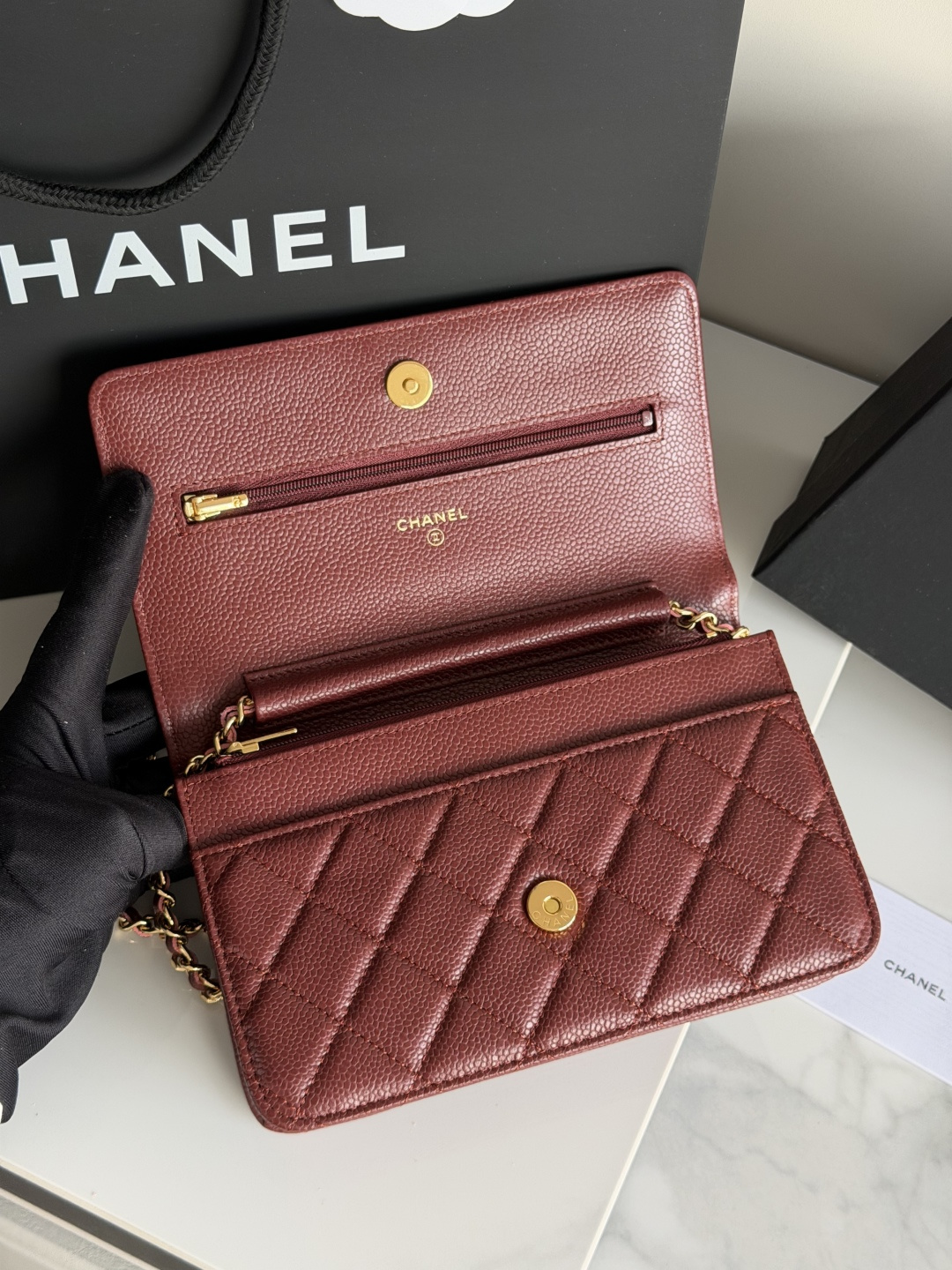 25C/26C Wallet On Chain（Burgundy） - Mocuir