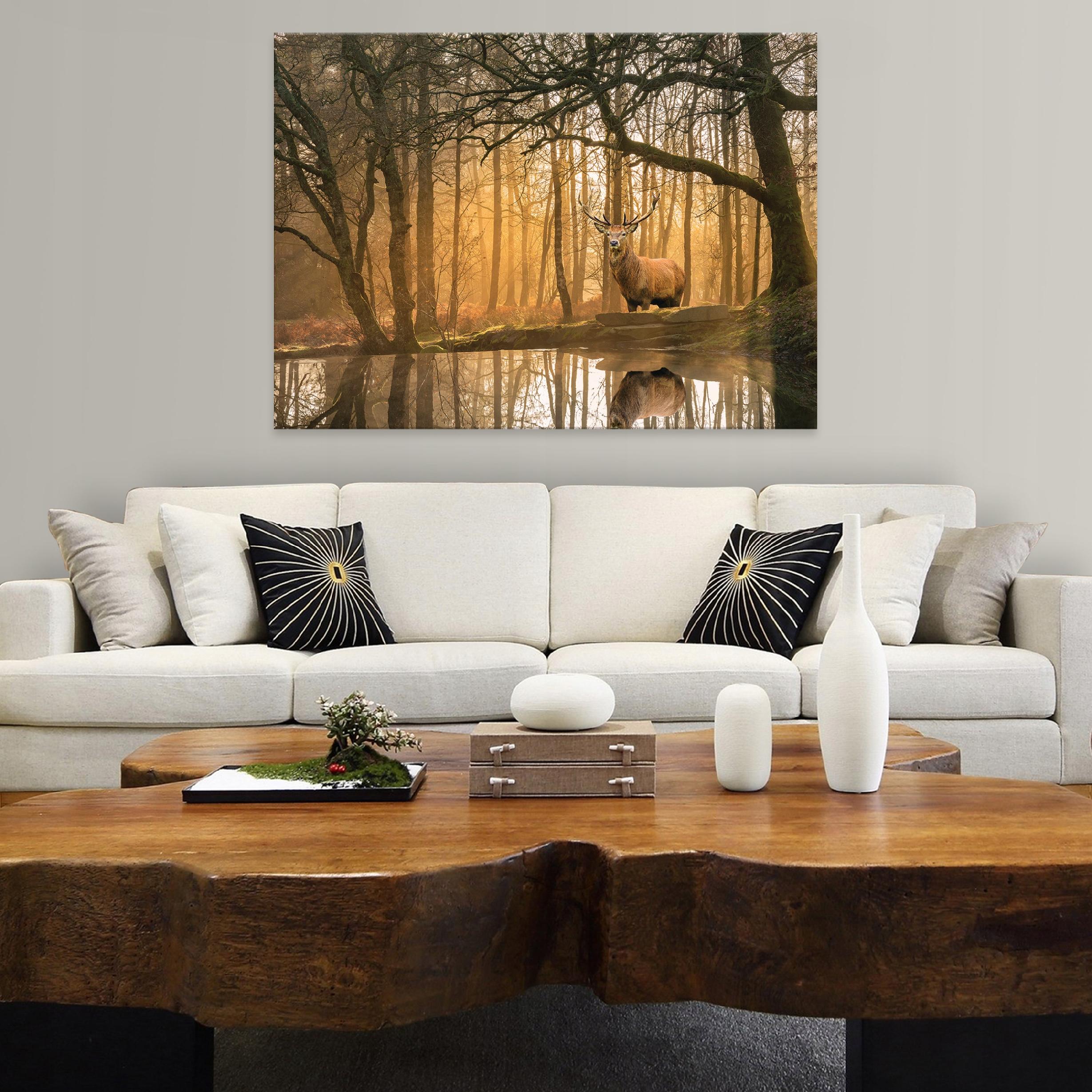 Canvas painting deer forest trees bedroom 60x40