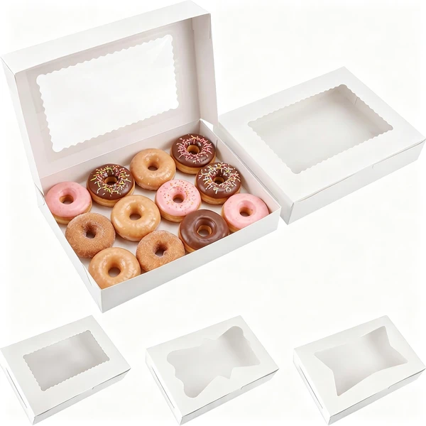 White Bakery Boxes with Window 48 Pack 12x8x2.5