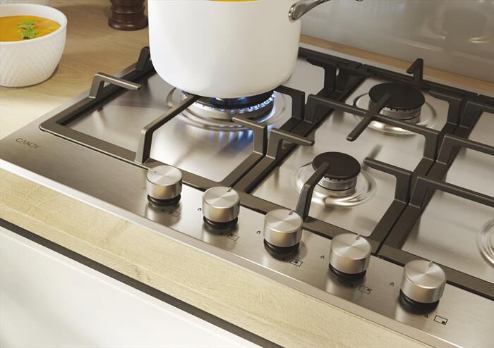 CANDY - Piano cottura gas CHG7WL4WTX 74,5 cm-Acciaio inox