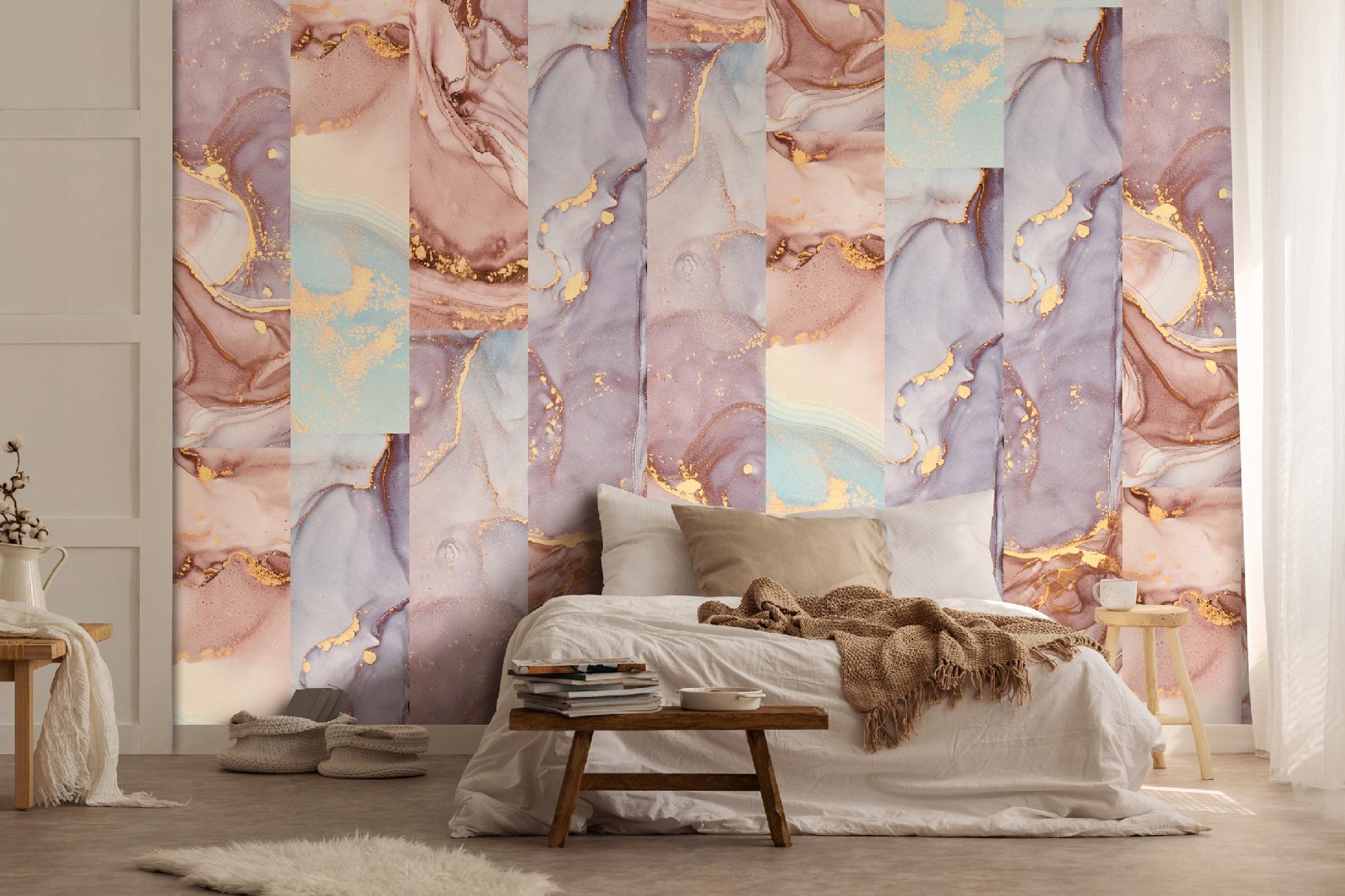 Gold marble-effect wallpaper roll