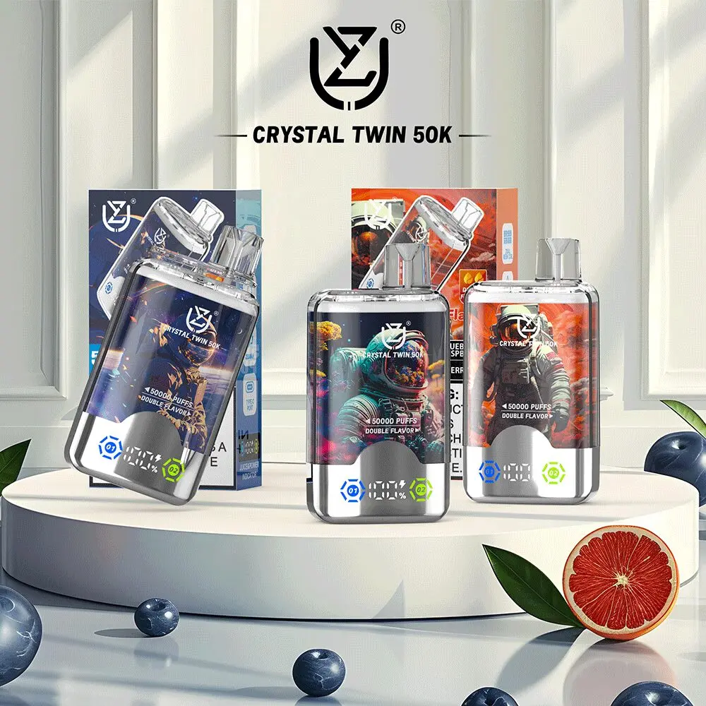 （3 pieces）UZY Crystal Twin 50000 50k Puffs Double Taste LED Display Disposable Vape