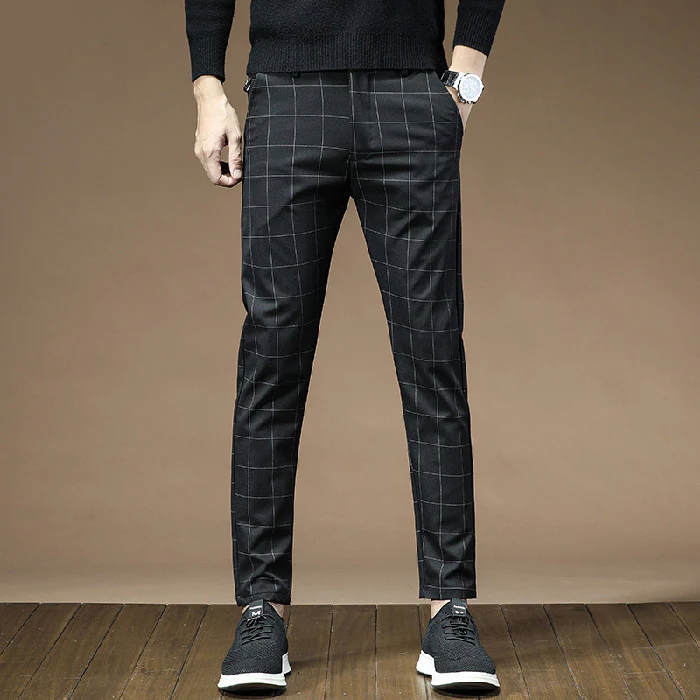 Black Plaid Mens Dress Pants