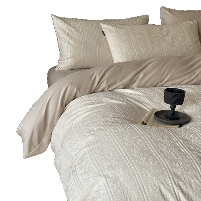 Long-staple cotton 60 thick woven cotton Jacquard four-piece cotton barrier-free high-grade quilt cover bedding