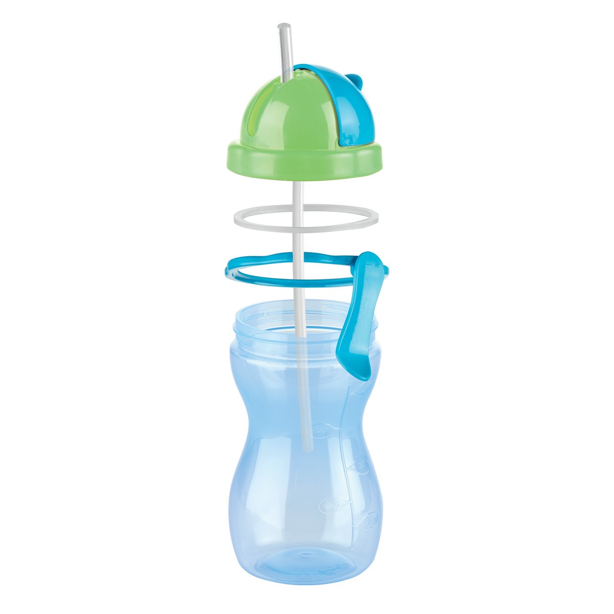 Dětská láhev s brčkem BAMBINI 300 ml, zelená, růžová