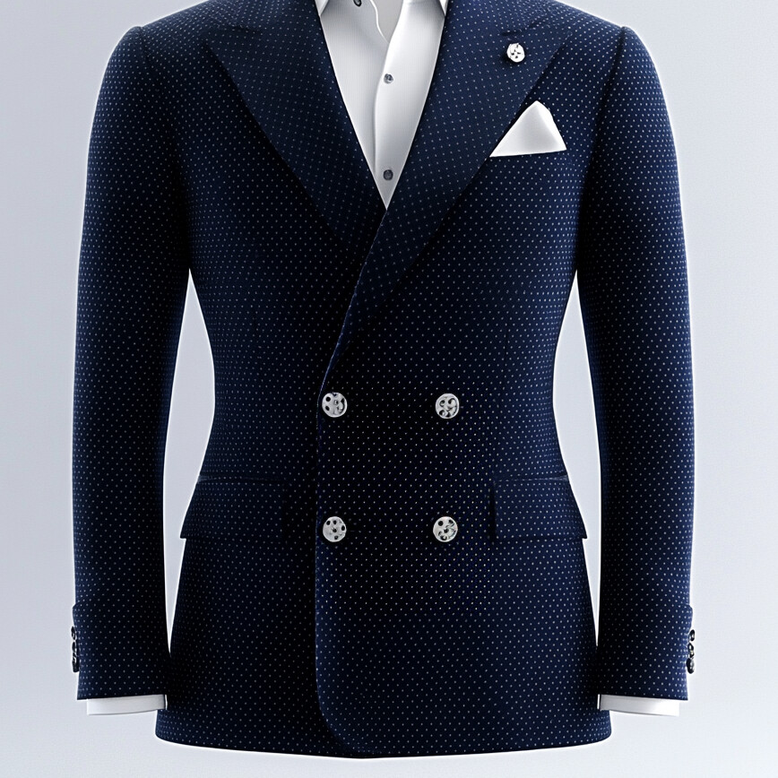 Men's Peaked Lapel Long Sleeve Double Breasted Polka Dot Blazer