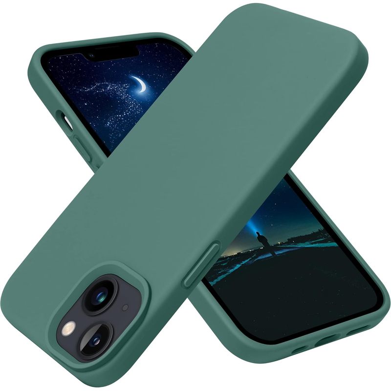 Designed for iPhone 13 Case, Silicone Shockproof Slim Thin Phone Case for iPhone 13 6.1 inch Midnight Green