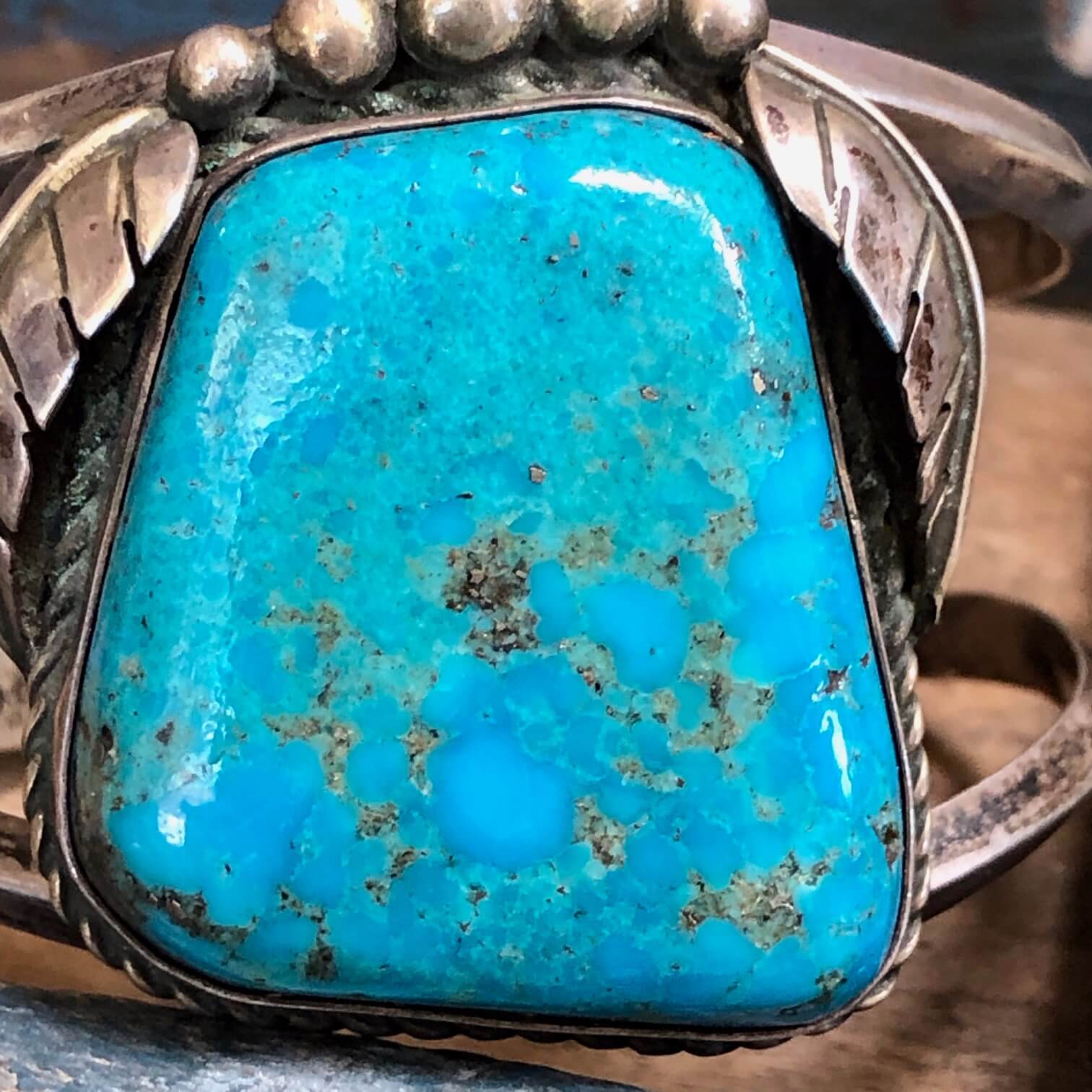 Stormy Mountain Turquoise Navajo Bracelet Sterling Silver