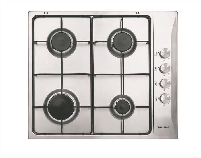 GLEM GAS - Piano cottura a gas GTL64IX 4 fuochi 58,5cm-Inox