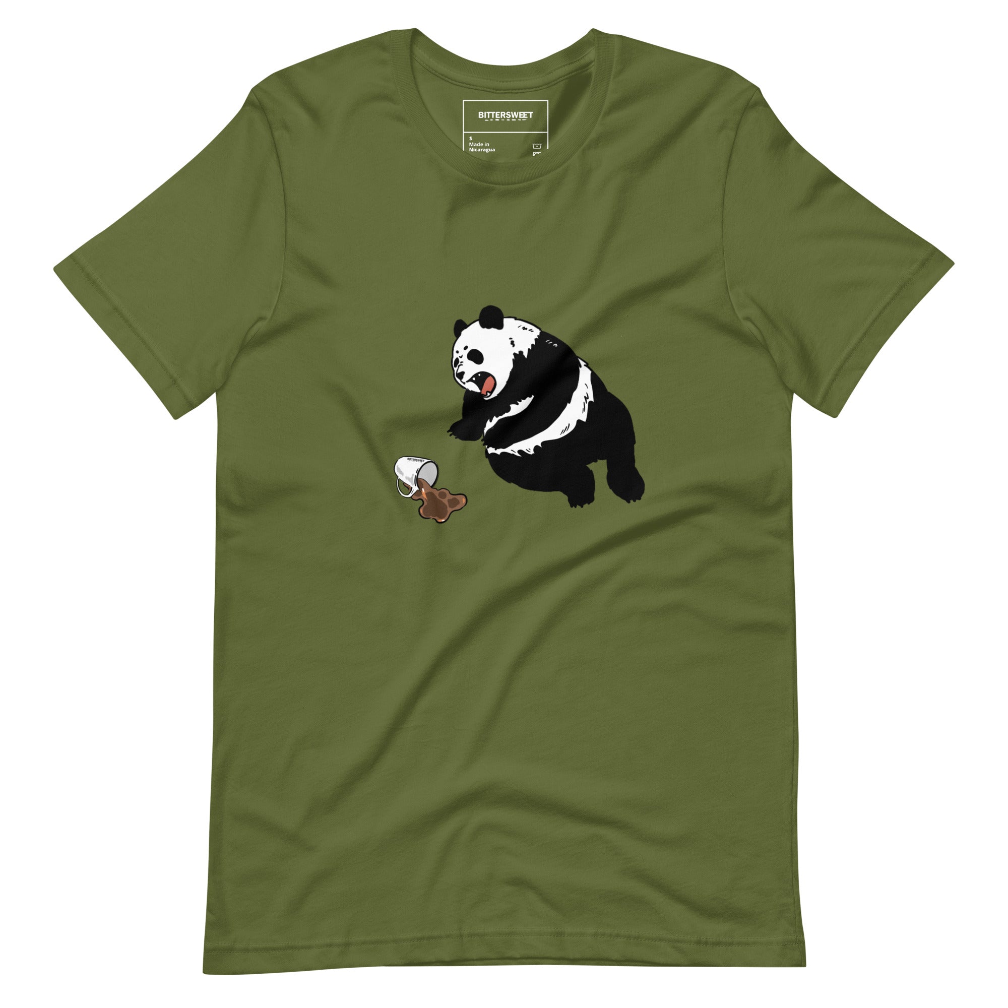 Coffee wake me up panda funny graphic tees