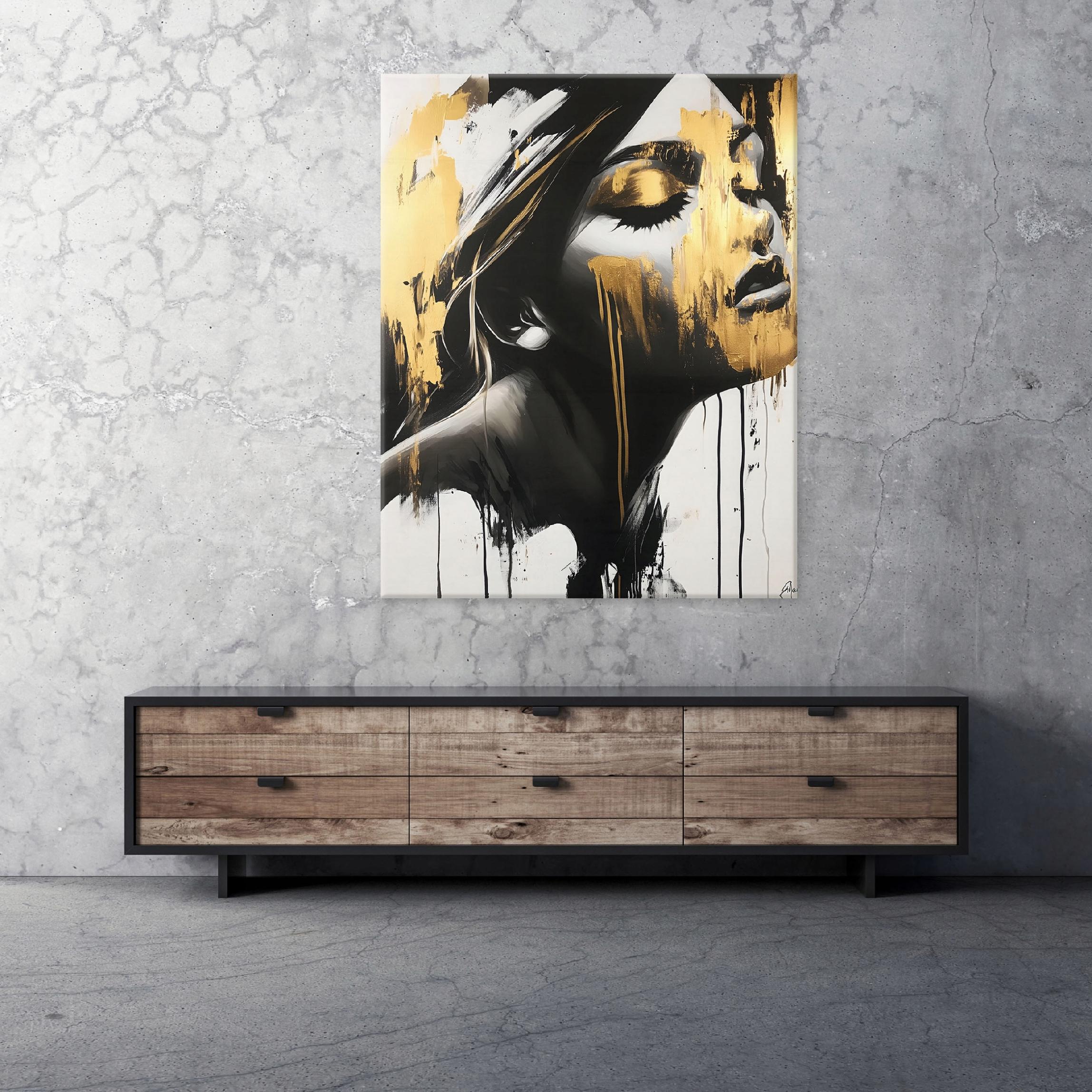 Modern woman face painting on canvas for a bedroom or living room wall, 40x30