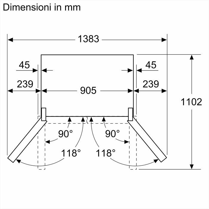BOSCH - Frigorifero Multidoor KFN96VPEA Classe E 183x91 cm-Acciaio anti-impronta